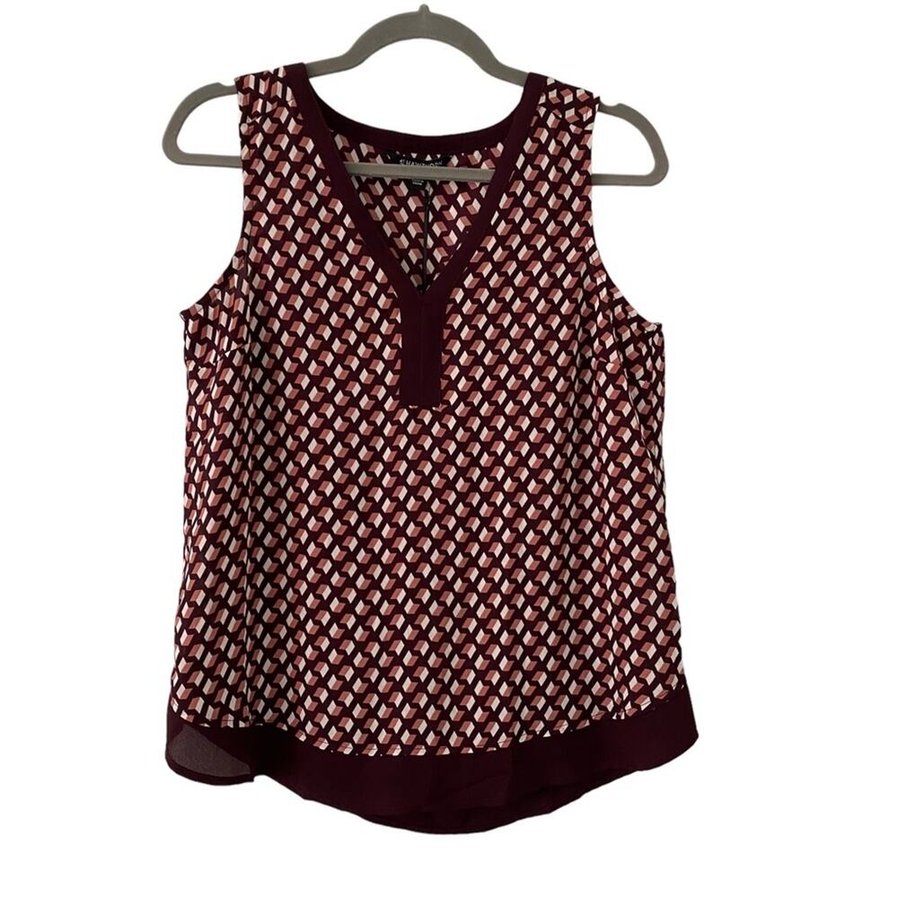 41 Hawthorn Geometric Sleeveless V-Neck Tank Blouse S Small New
